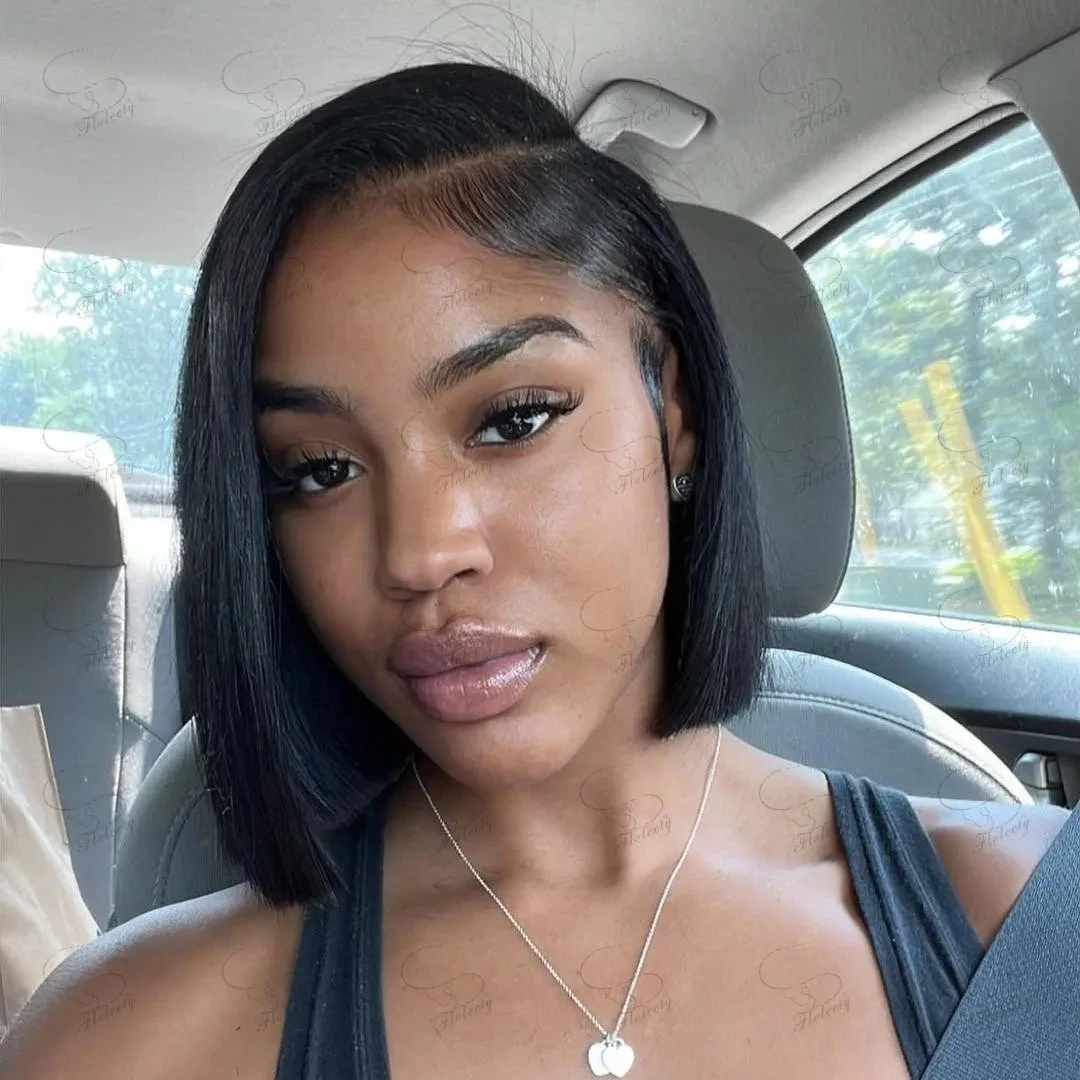 13x4 مستقيم الدانتيل أمامي شعر الإنسان بوب شعر مستعار التخليص بيع 14 بوصة قبل قطعها خصلات الشعر المستعار البرازيلي ريمي العظام مستقيم بوب