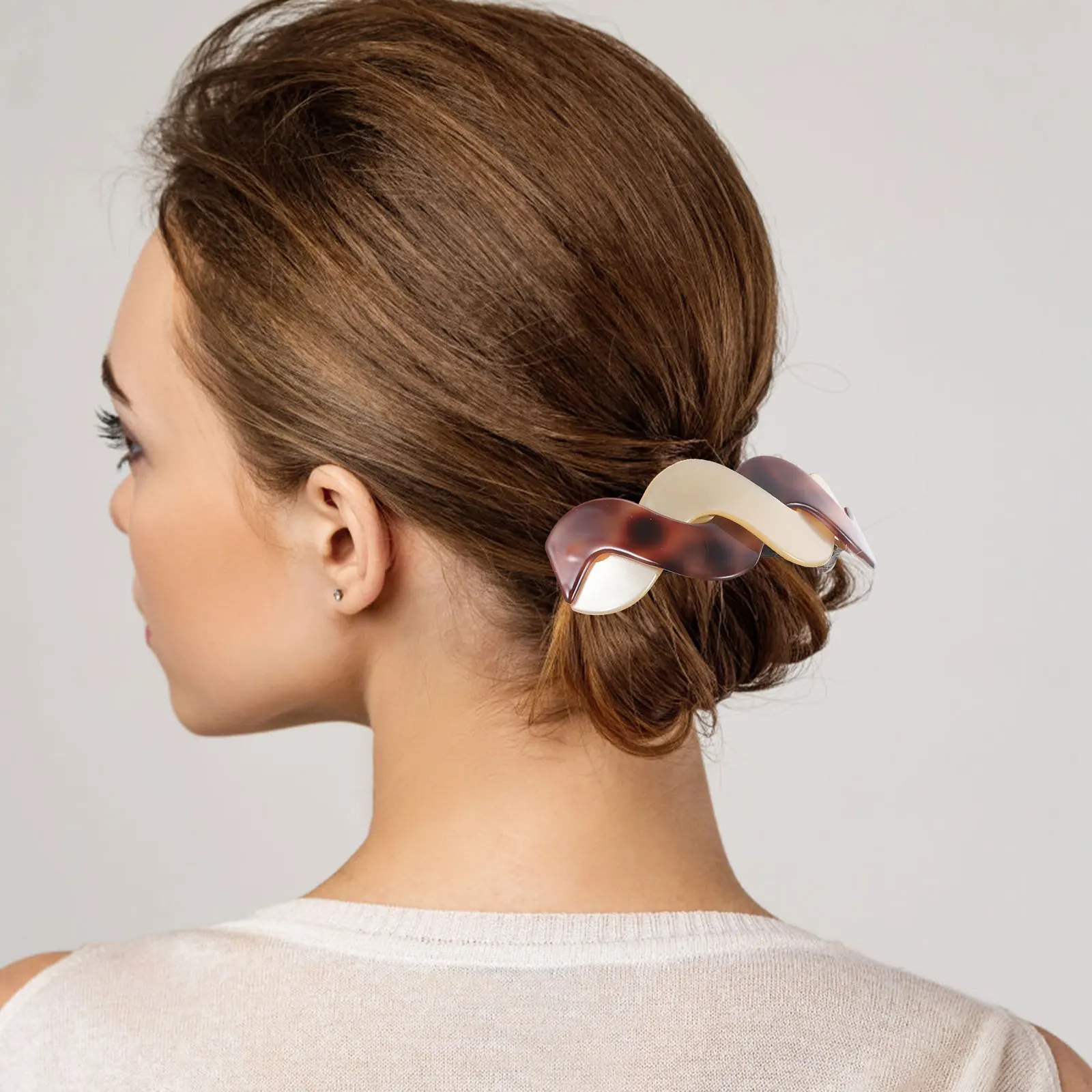 

2pcs Acrylic Clip Lightweight Automatic Spring Ponytail Buckle Barrettes Women Thick Fine Hair Accessories Hair Care Styling