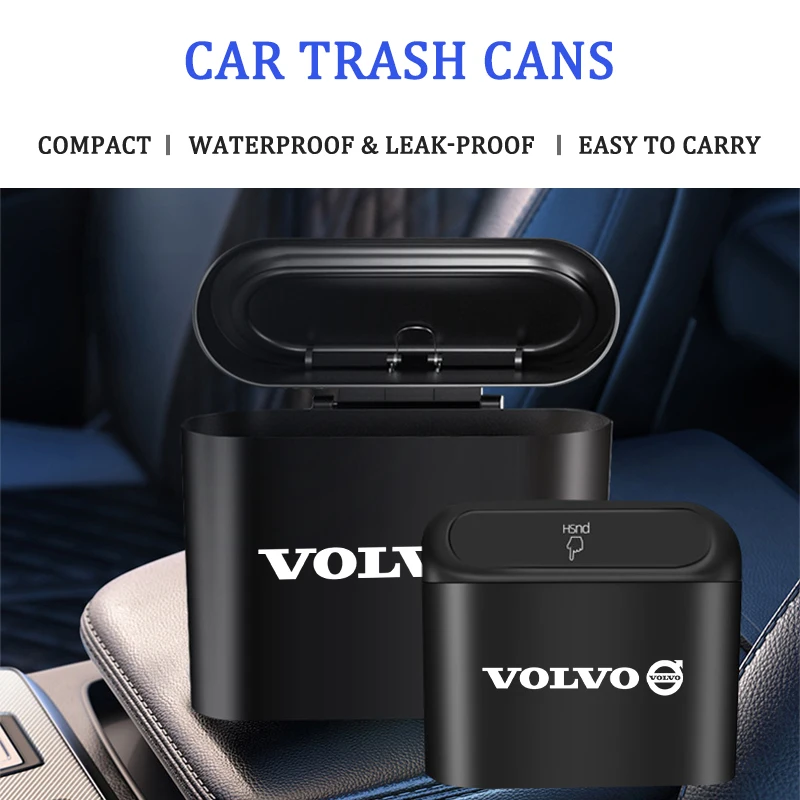 Car Interior Storage Case Trash Bin Push Can Mini Tray Dustbin Garbage Box For Volvo Xc60 Xc90 V40 V60 S60 V50 V90 S80 C40 V70