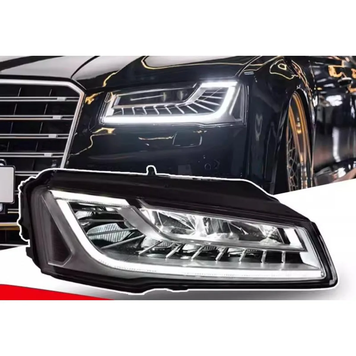 Left Right Lamp LED Daytime Light Front LED Headlamp Assembly Wide Light Lamp For Audi A8 2011-2013 Headlight