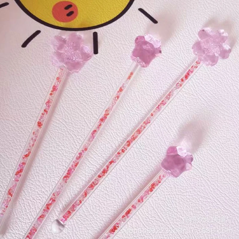 

Heart-shaped Cherry-shaped Design Stirrer Drinkware Tools Cherry Flower Cat's Claw Star Stirring Rod Shiny Glass Stick