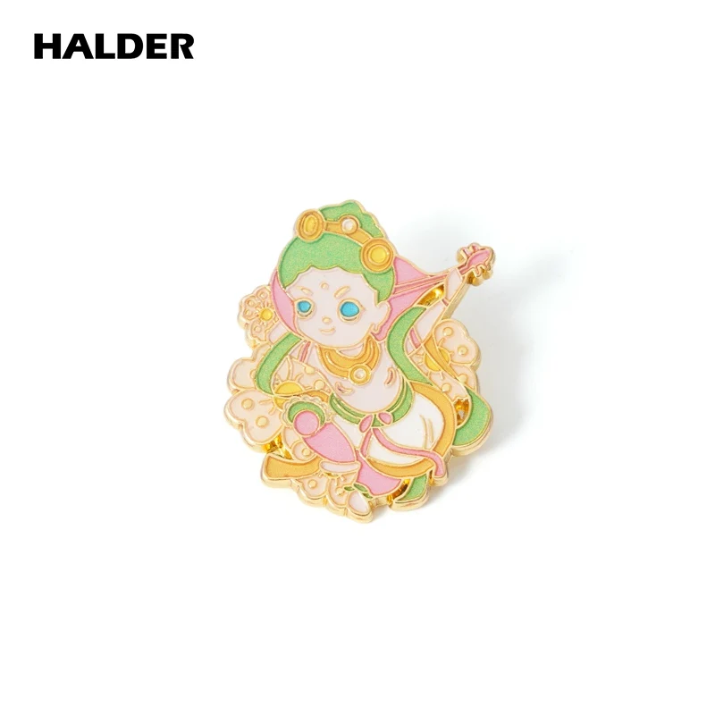 HALDER Mogao Grottoes Dunhuang Gansu Silk Road Flying Alloy Metal Enamel Brooch Lapel Pin backpack Costume Canvas Bag badge Gift