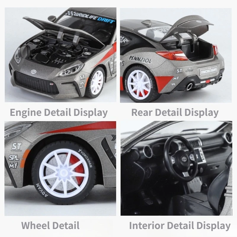 1:24 Toyota GR86 Sports Car Alloy Model – Sound & Light Effects, Pull-Back Toy Car | Sound Effect Model Decoration