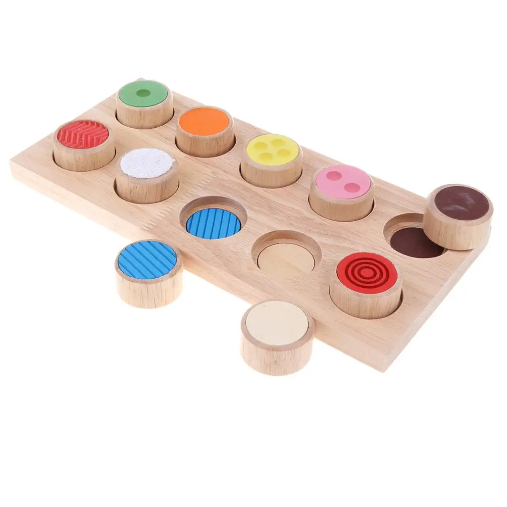 

Touch And Match Wooden Sensory Board with 10 Cylinders Montessori Toy for Children