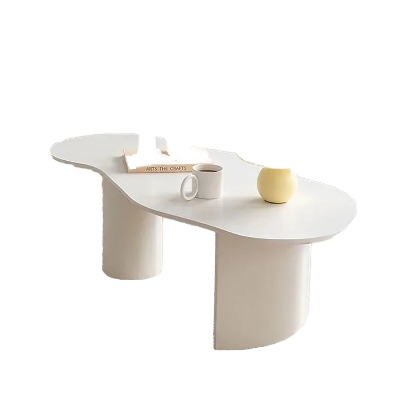*Modern Cream White Coffee Table Set  Wavy Cloud Shape, Stylish Center Design, Perfect for Living Room Home