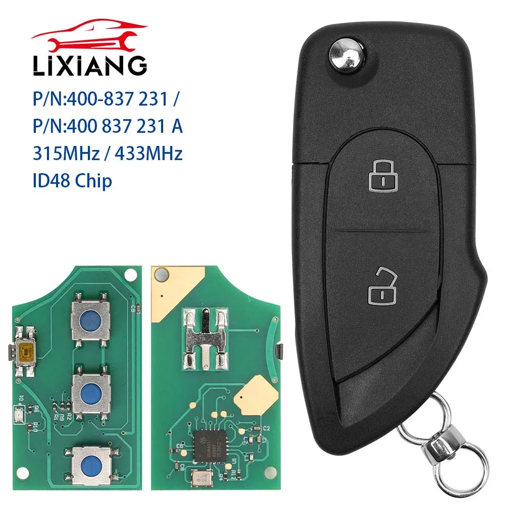 

LIXIANG 4D0 837 231 433MHz 315MHz ID48 Chip For Lamborghini Gallardo FCC ID: MYT8Z0837231 Keyless Entry Fob Remote Key