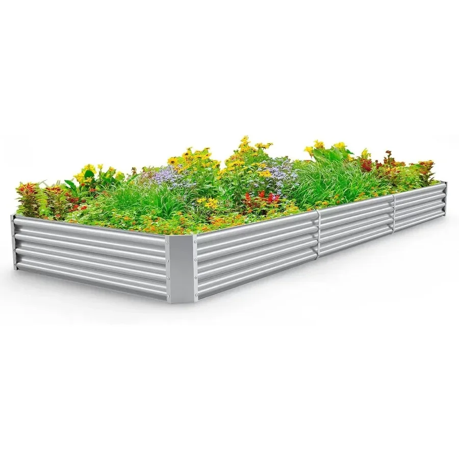 

12×4×1ft Galvanized Raised Garden Bed Kit for Vegetables Galvanized Super Large Metal Planter Raised Garden Boxes Outdoor 359 G