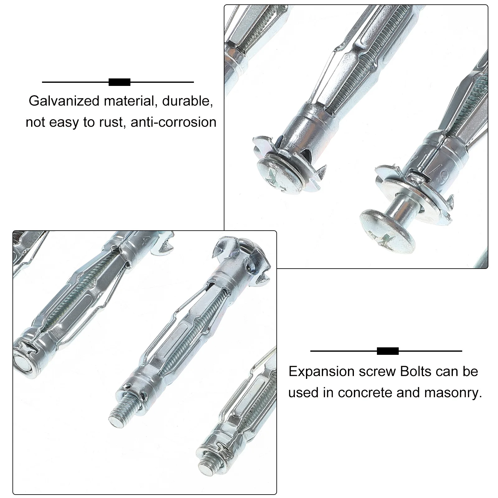 

42Pcs Hollow Wall Anchors Drywall Expansion Nuts Safe Galvanized Carbon Steel Durable Easy to Use for Gypsum Board Fiber Cement