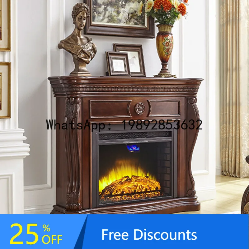 

AB retro solid wood decoration fireplace European living room simulation fireplace Heating fireplace cabinet