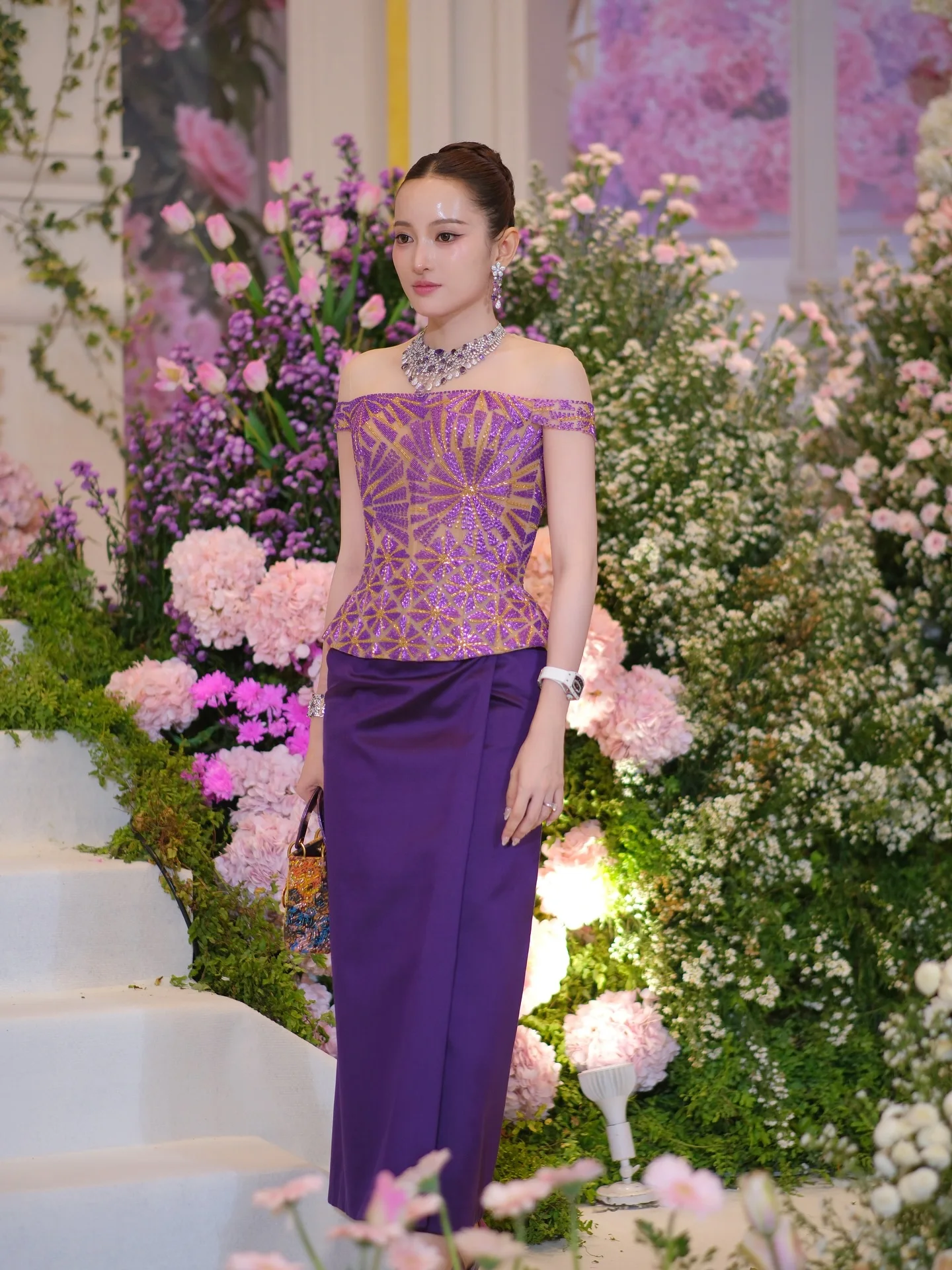 ディープパープル サテン フロアレングス ハイウエスト Aラインスカート エレガント イブニングドレス 夏のトレンド オフィス パーティーウェア サイドスリット