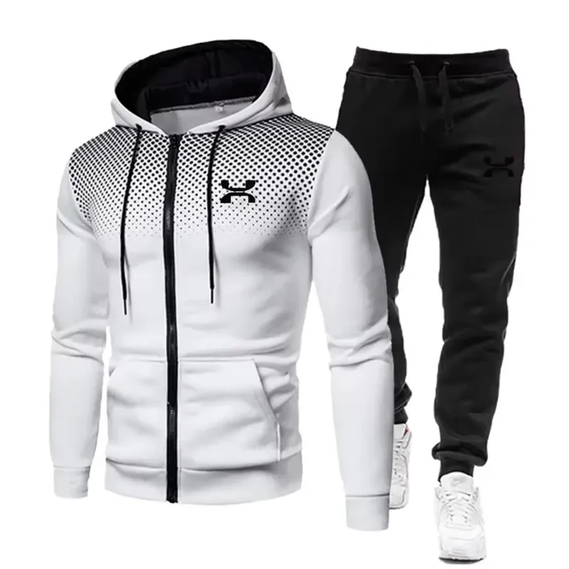 Men\'s fashionable hooded hoodie Professional fitness running winter sportswear 2024