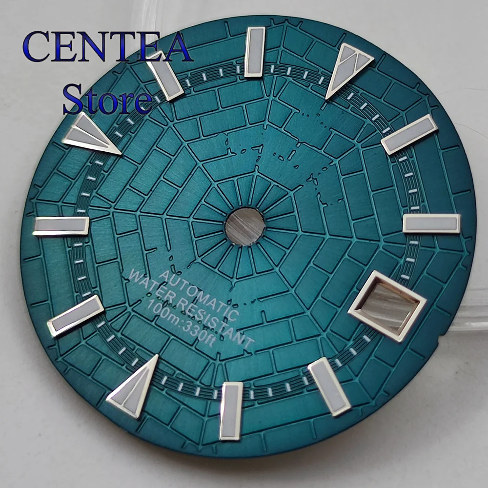 RICHUS 29mm Blue Watch Dial Green Luminous fit NH35 Movement fit 3 O'clock Crown 3.8 O'clock Crown