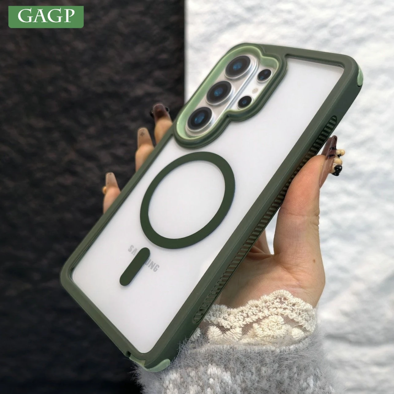 Transparent for Magsafe Case For Samsung S26 Ultra S25 Edge S24 Plus S23 FE A57 A37 A17 A56 A36 A55 2 in 1 Anti-kncok Cover