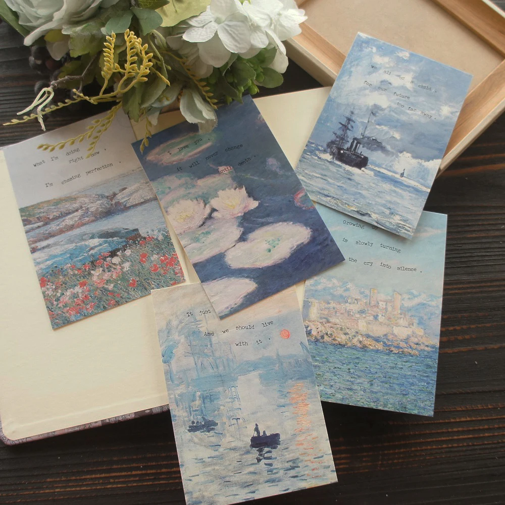 15pcs Blue Theme Abstract Painting Design As Post Card Gift Greeting Cards Gift Party Invitation Scrapbooking Use