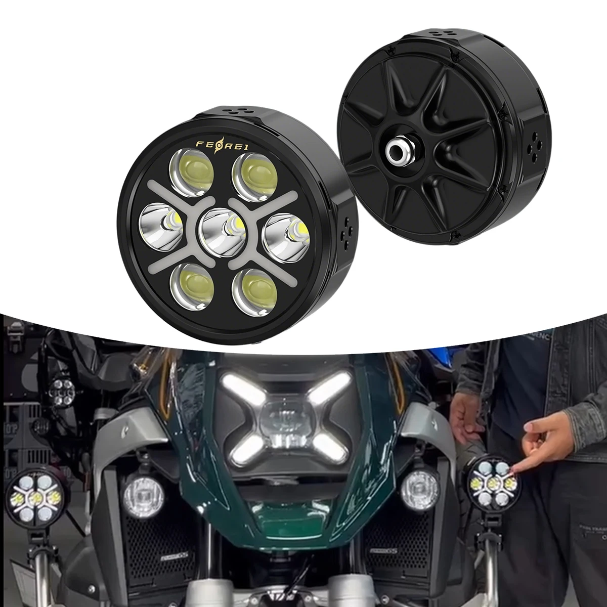 STLF Ferei 7-Inch LED Motorcycle Headlight 14800LM CNC Aluminum 4 Lighting Modes 3-Color DRL Turn Signal Sync IPX8 Waterproof Fr
