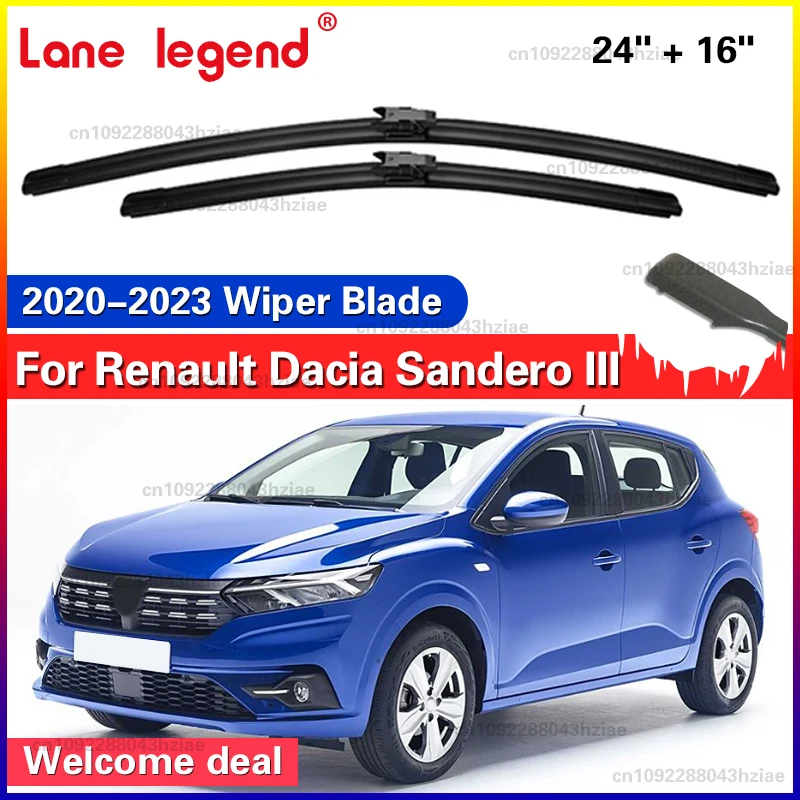 For Dacia Sandero III 2020 - 2023 Front Windshield Wiper Blades 2pcs Windscreen Window Accessories 2021 2022 24''+16''