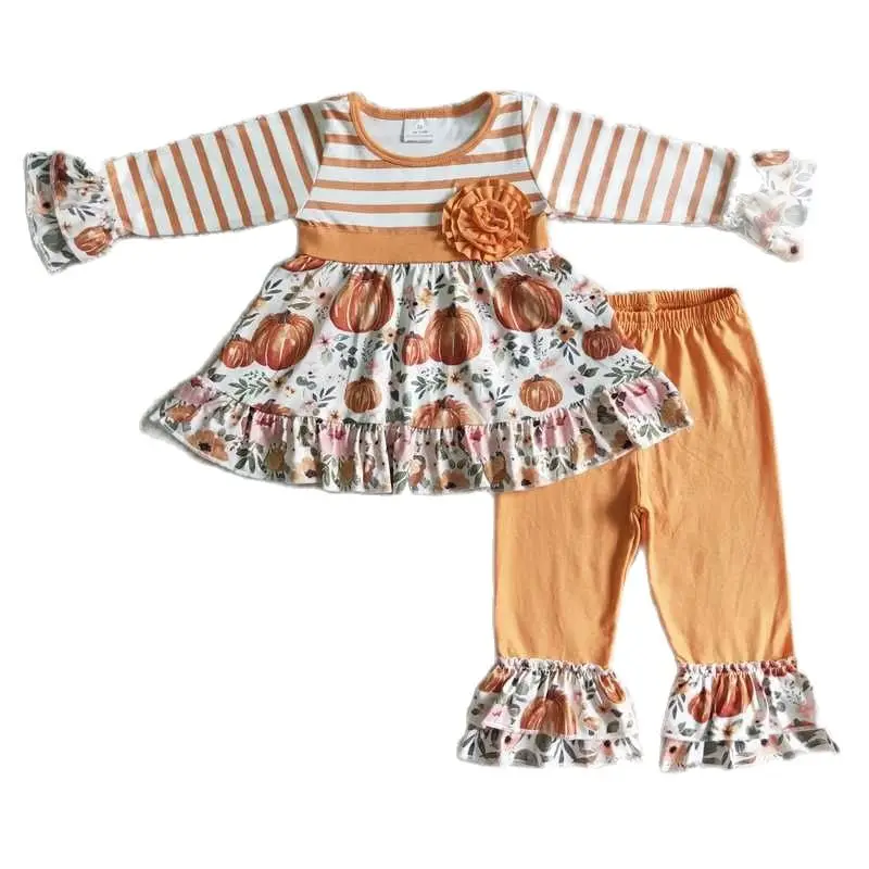 

Girls Autumn Pumpkin Blossom Long Sleeve Trousers Set