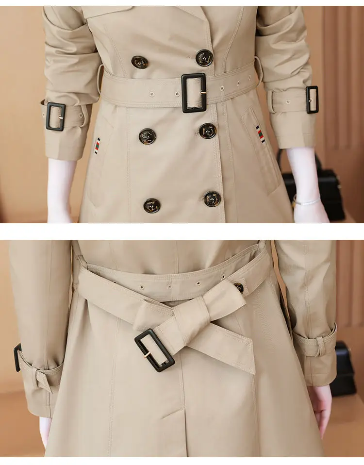 Fashion Double -breasted Trench Coats For Womens 2023 Spring Autumn Temperament Slim Windbreakers Female Long Coats With Belt