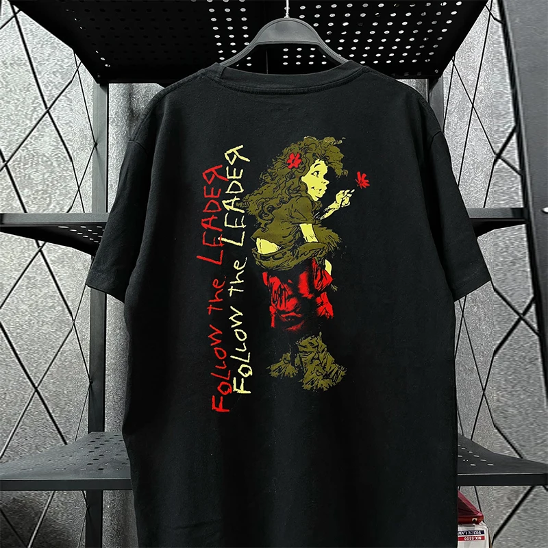 Vintage Short Sleeve T-Shirt Album Surrounding Street Style Half Sleeve Cotton Youthful Printed Creative Fun Casual Summer T-...