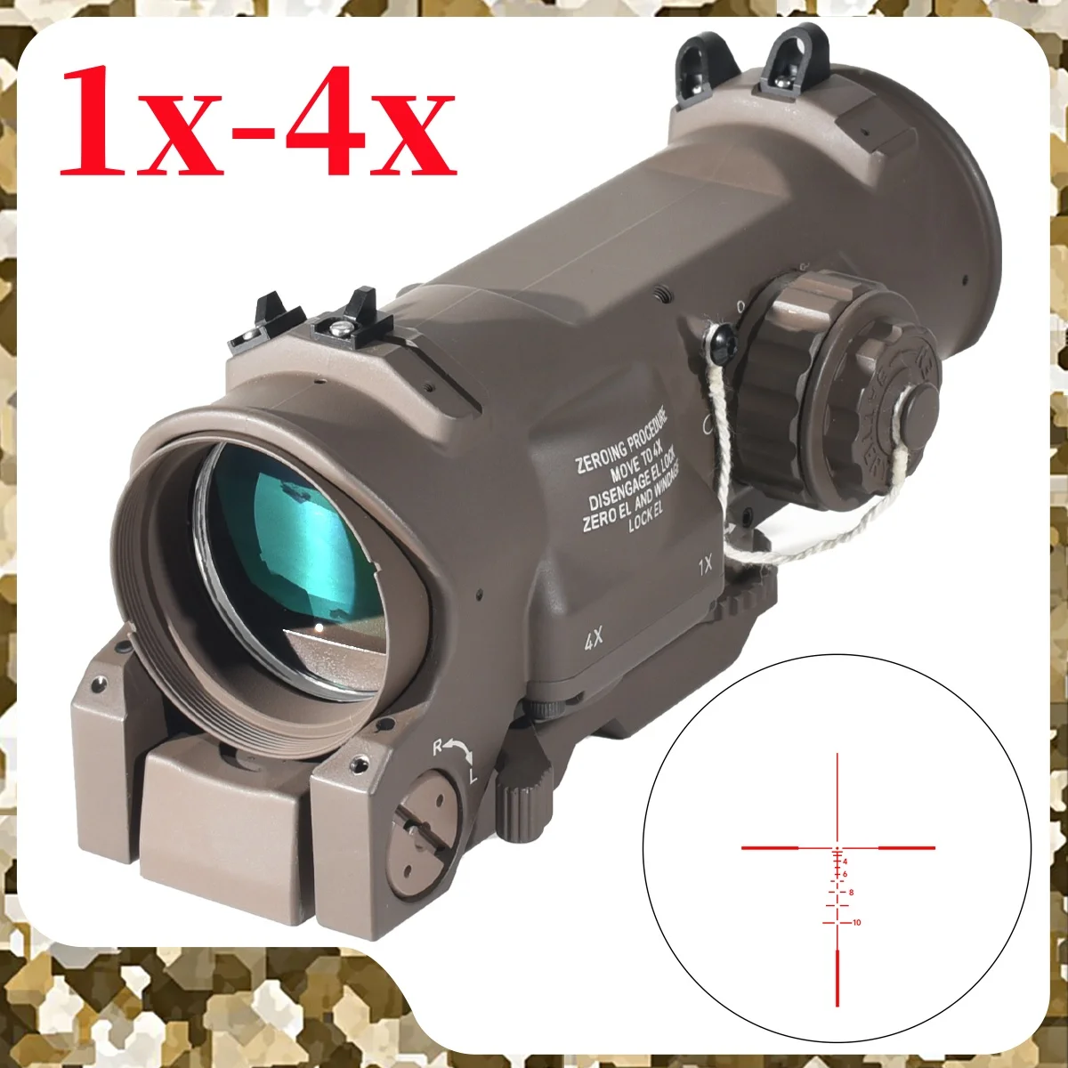 

Tactical 1x-4x Fixed Dual Purpose Riflescopes Magnifier Quick Detachable Red Illuminated Airsoft Scope Fit 20-22mm Weaver Rail