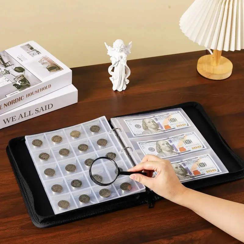 360 Pocket Large Capacity Waterproof Coin Collection Currency Sleeve Album Money Coin Organiser for Currency Collection Supplies