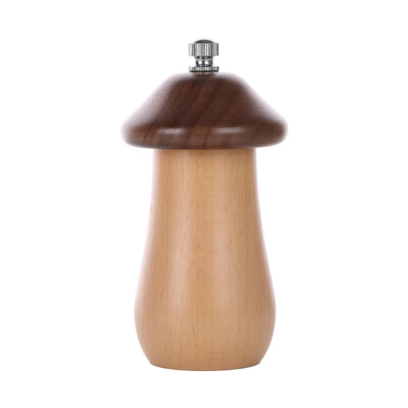

Walnut Wood Pepper Grinder Mushroom Shaped Mini Salt And Pepper Grinder Ceramic Grinding Core Adjustable Thickness Kitchen Tools