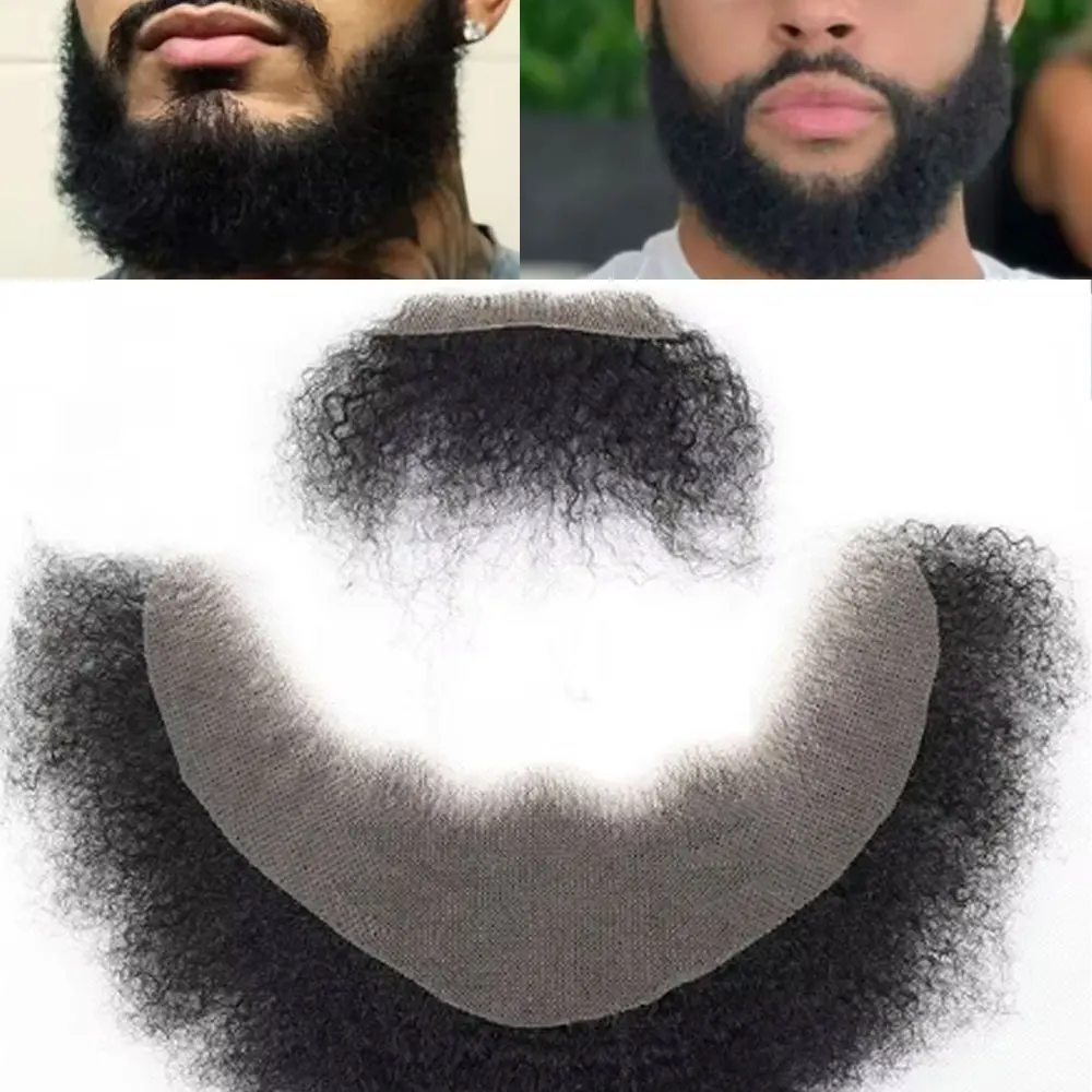 afro-kinky-curly-face-beard-mustache-100-human-hair-for-men-curly-natural-black-bearded-makeup-lace-base-replace-system-3x9inch