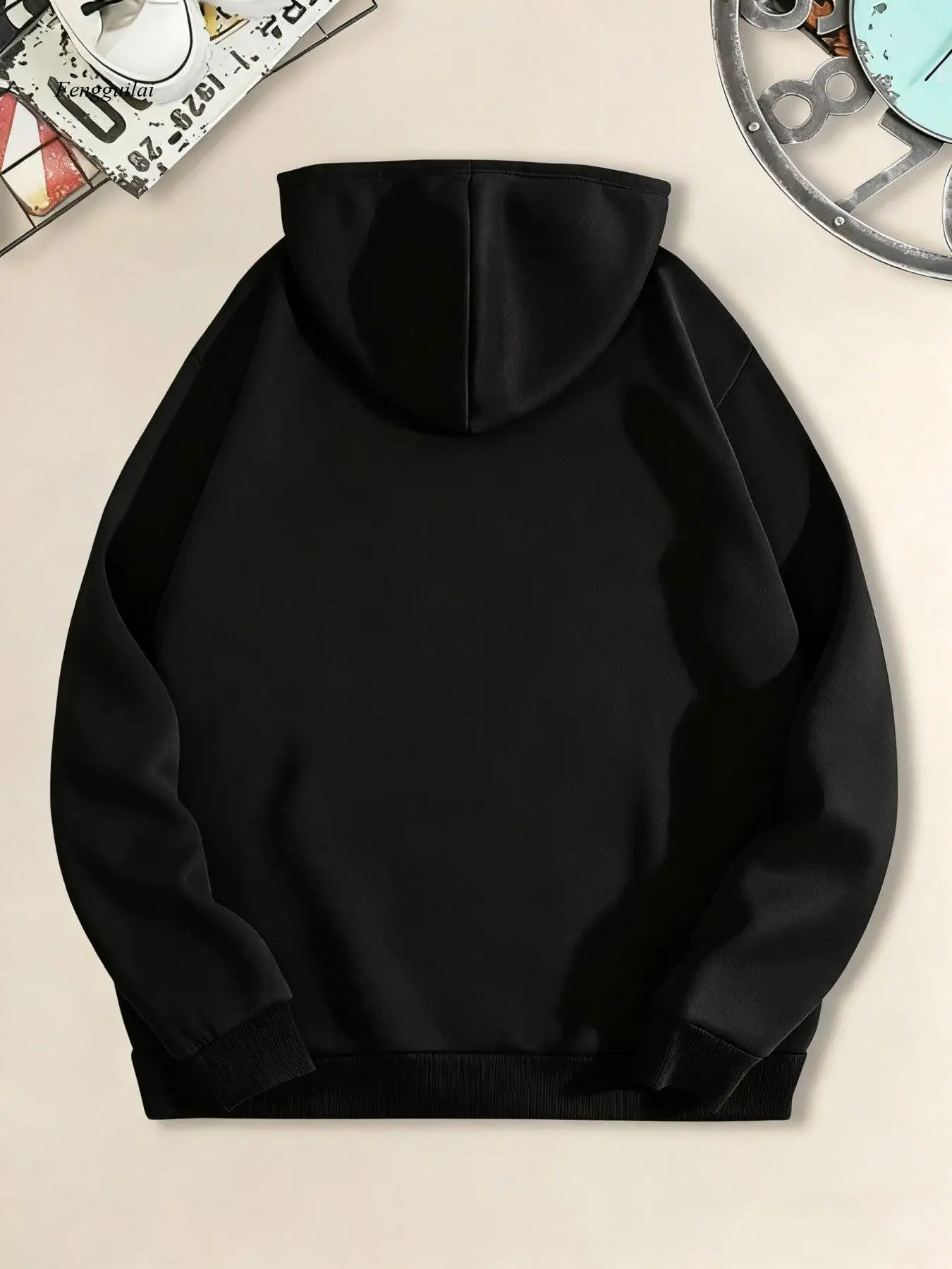 Felpa con cappuccio stampata a forma di cuore di San Valentino |   Cordoncino casual, maniche lunghe con tasca a marsupio