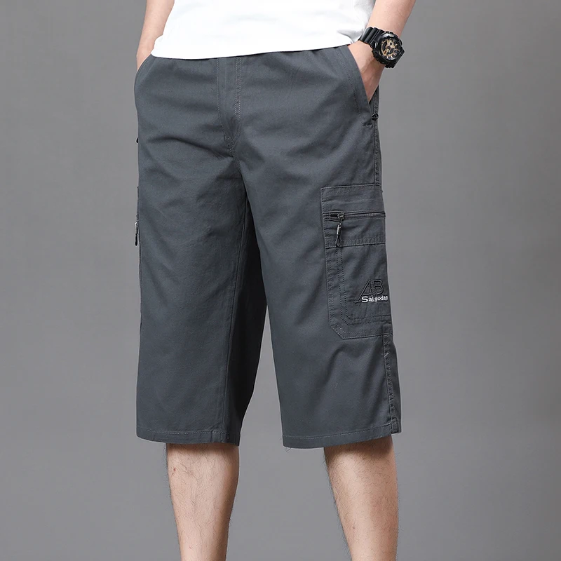 

Loose Fit Men's Cotton Cargo Shorts Casual Comfortable mid Waist Summer Fashion Urban Style Antimicrobial Workwear Trousers