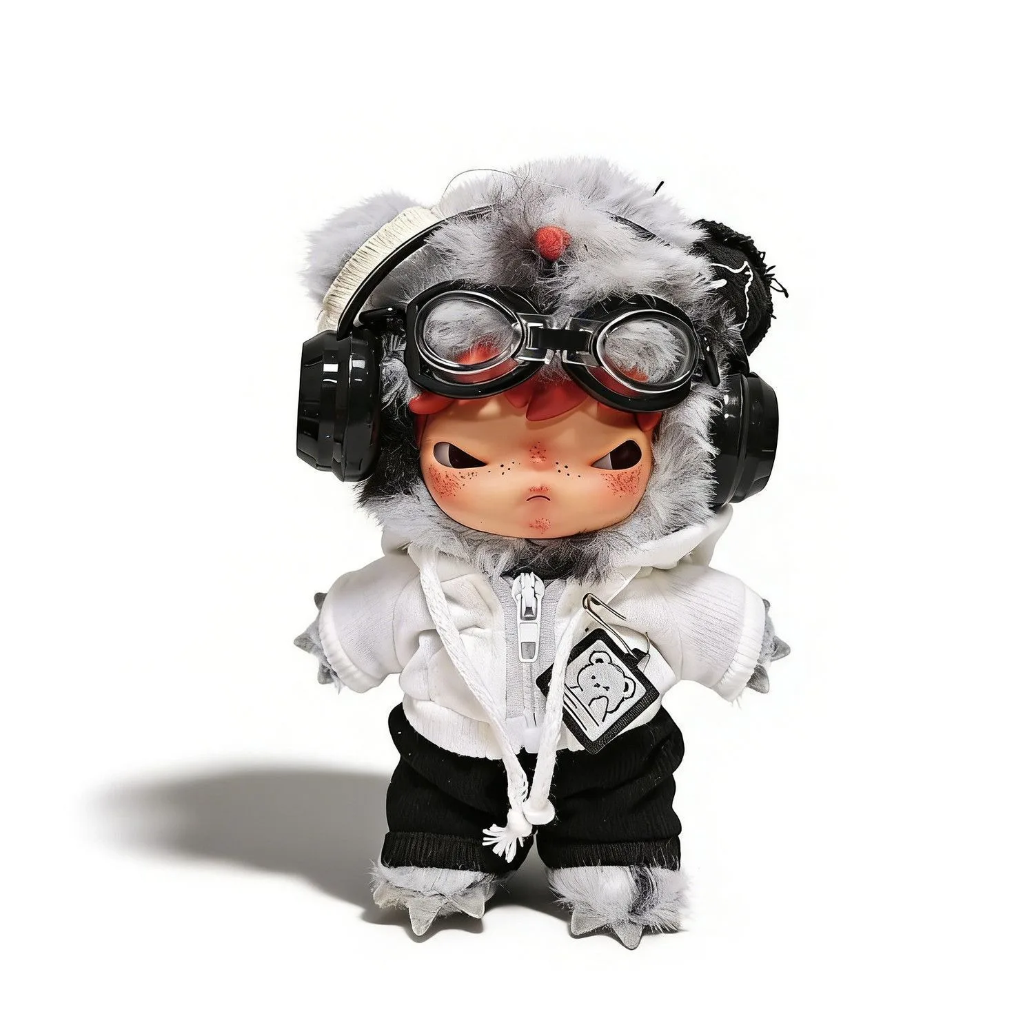 

17cm Hirono Plush Doll Pilot Style Faux Leather Jacket Outfit DIY Dress Up Doll Clothes Accessories, Doll Not Included