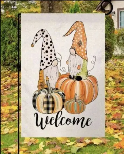 Checkered Pumpkins Autumn Garden Flag Primitive Fall 12.5