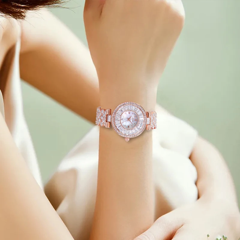 DOM-reloj de cuarzo redondo para mujer, cronógrafo de pulsera con puntero de cristal, resistente al agua, elegante, a la moda, de lujo, regalo, 1375