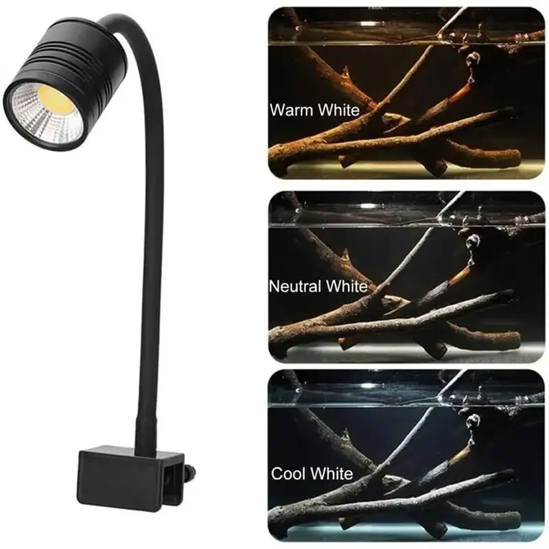 DT19-LED Aquarium Light Freshwater Fish Tank Spotlight Vivarium Terrarium Light 3 Colors LED Lighting For Optimal Viewing EU Plu