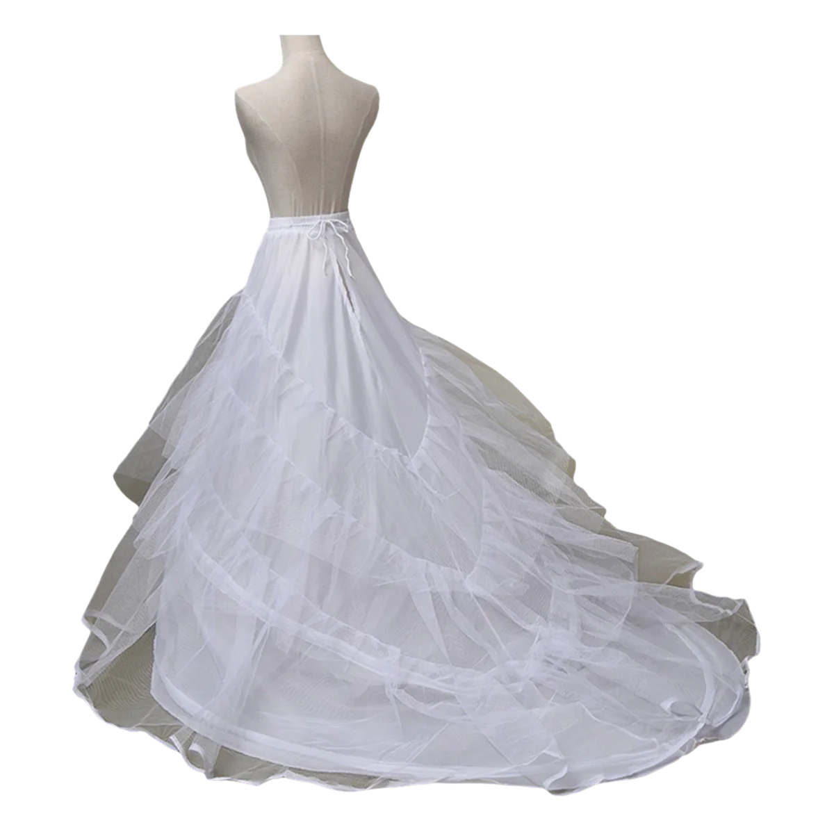 Mermaid Petticoat 3 Layers Crinoline Petticoat Underskirt Floor Length Party Dress Wedding Dress For Women White