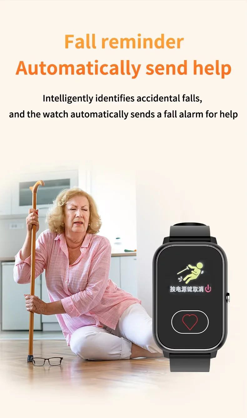4G Smart Watch for Elderly GPS Location Bracelet with SOS Button Drop Detection Emergency Call  for Elderly People