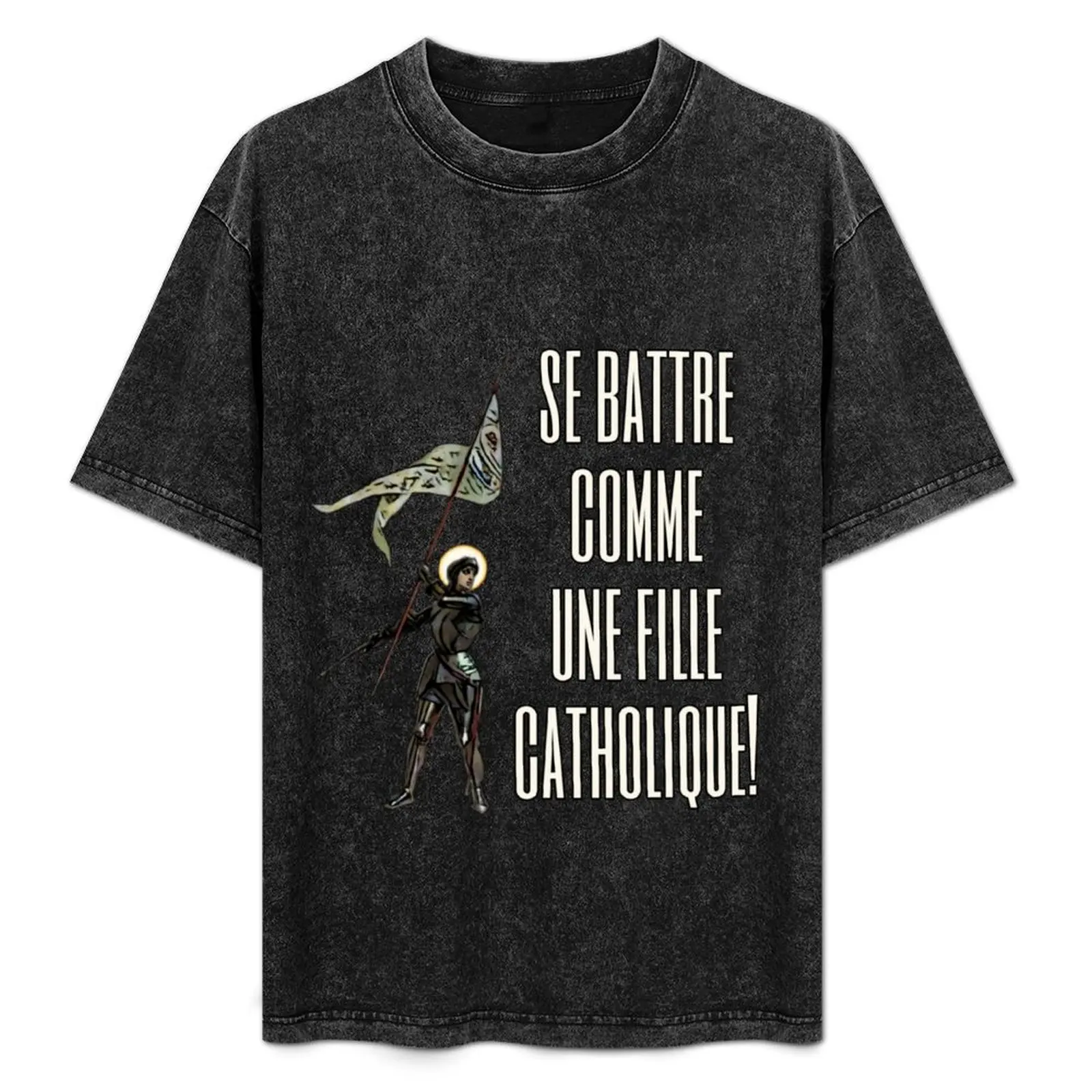 

Jeanne d'Arc - Se battre comme une fille Catholique T-Shirt Minimalist Casual Short Sleeve Top