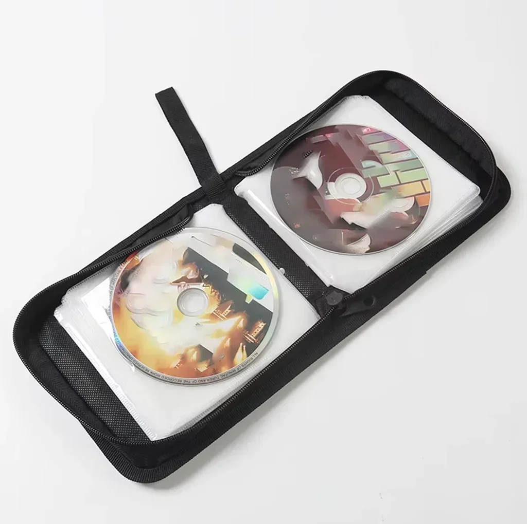 

Portable Zipper DVD CD Holder 40pcs Capacity Storage Pouch Bag Double-side CD DVD Storage Sleeve Case Wallet Album Carrying Case