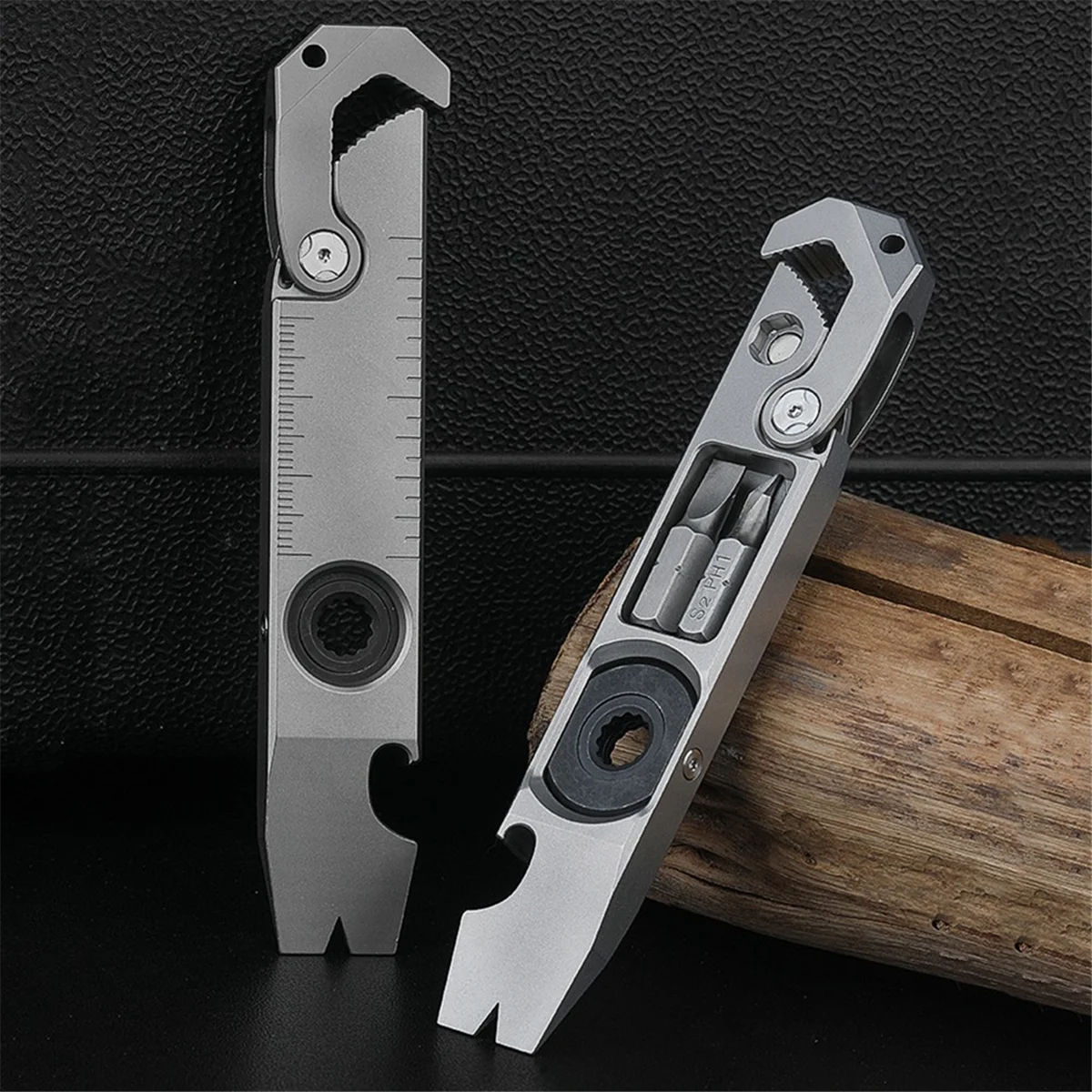 AT13 Titanium EDC Pry Bar,Multifunctional Tool,Wrench/Pry Bar/Screwdrivers/Nail Drivers/Bottle Openers & Other Functions