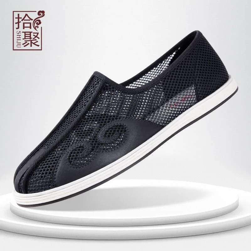 Zomer Vechtsporten Schoenen Voor Mannen Zwart Mesh Ademende Tai Chi Schoenen Heren Designer Wushu Schoen Man Comfortabele Vechtsport Schoen