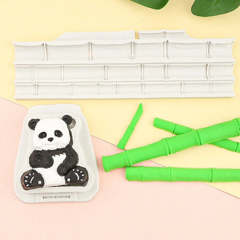 

2Pcs Panda Silicone Mold 3D Bamboo Leaves Cake Decorating Fondant Chocolate Craft Supplies Panda Molds for Chocolate