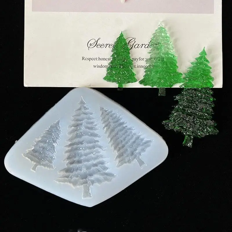 1Pc New DIY Epoxy Casting Craft Supplies 3D Christmas Tree Silicone Resin Mold Transparent Liquid Jewelry Xmas Pendant Accessory