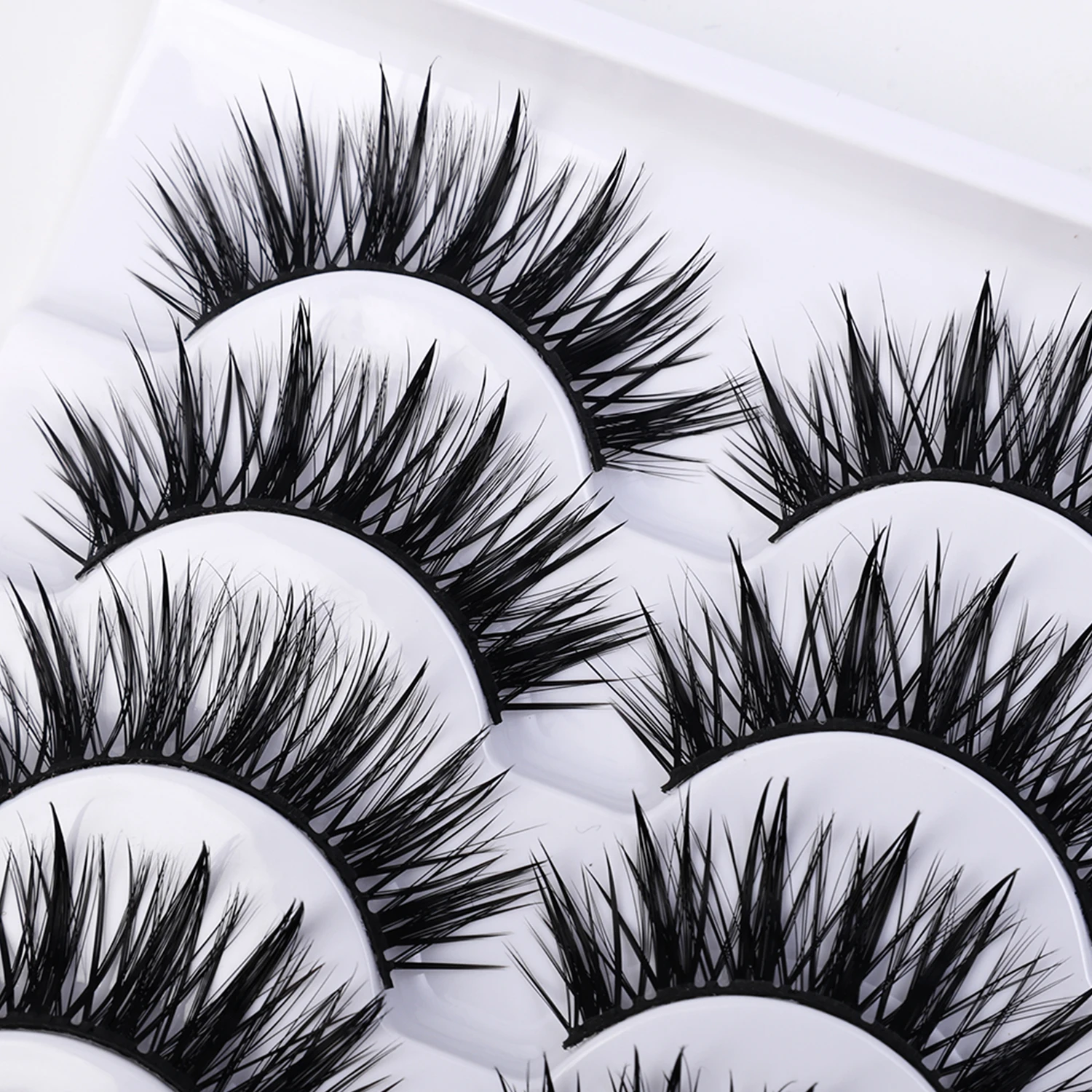 5 Pairs Kleine Duivel Valse Wimpers Make Piekerige Kriskras Pluizige Natuurlijke Wimpers Lange Dikke Dagelijkse Manga Oogmake-up Gereedschap