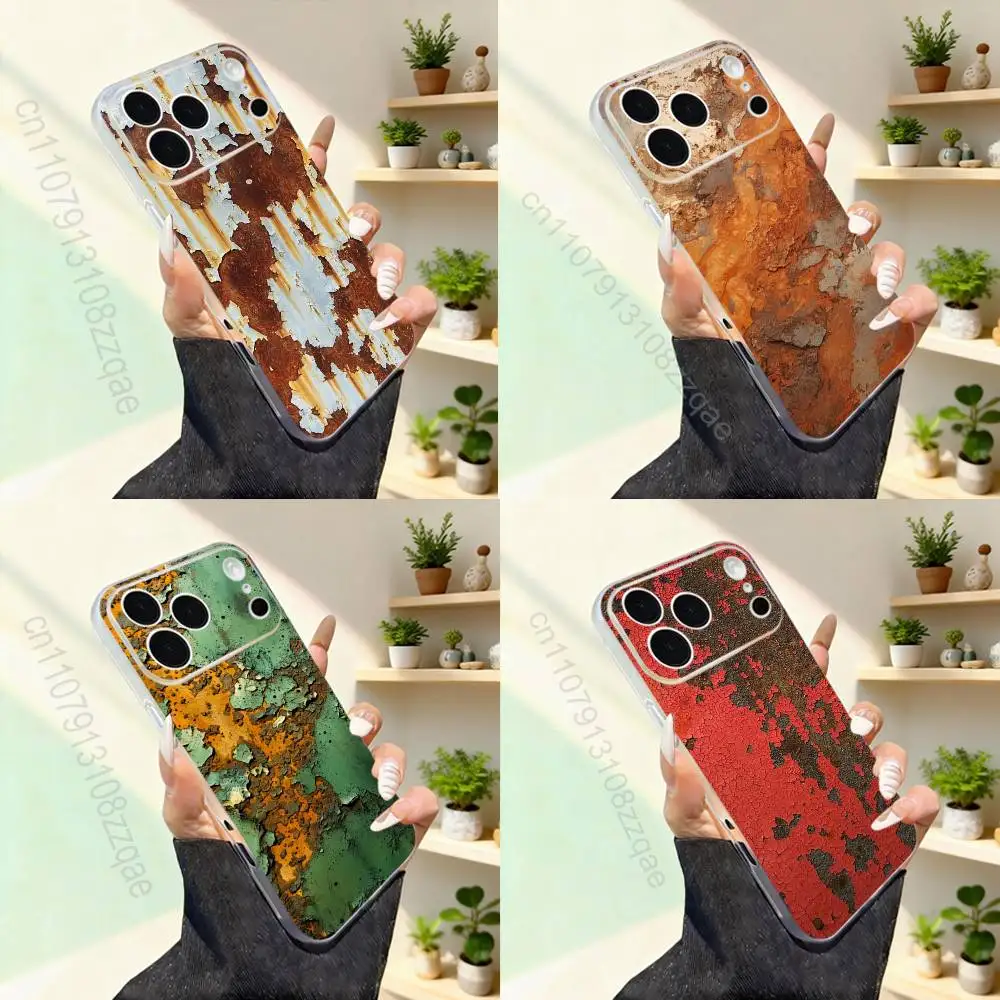 

R-Retro Industrial R-Rusty For iPhone 11,12,13,14,15,16,17,Pro,Max,Plus,Mini,SE4,E Phone Case Magnetic For Magsafe Wireless
