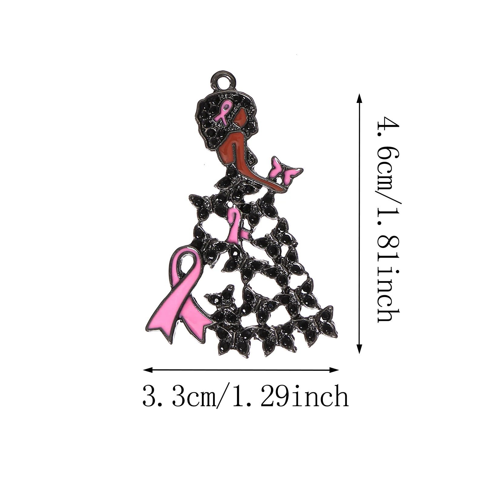 10pcs Afro Black Girl Charms Pink Ribbon Breast Cancer Awareness Pendant for Bracelet Necklace Making Wholesale BGR246-BGR249