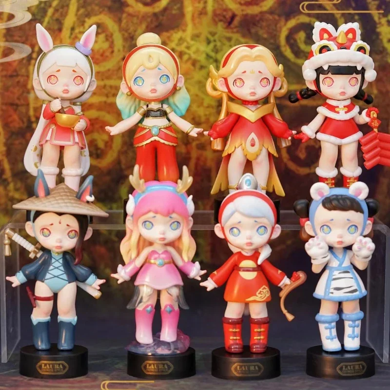 LAURA serie de mitos chinos caja ciega figura de acción lindo modelo coleccionable muñeca adornos de escritorio juguete adultos niños regalo sorpresa