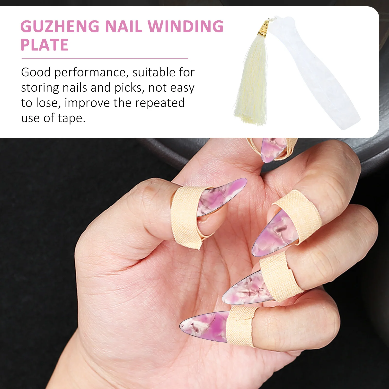 

1pcs Storage Card Guzheng ABS Anti-Loss Device Portable Tassel Design Pick Organizer for Beginners Students Lovers Guzheng