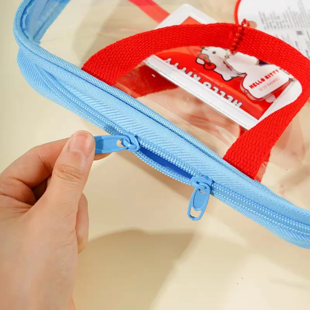 Genuine Sanrio Hello Kitty A4 Clear Files Pouch Cartoon Kt Cat Three-Tier Handheld Zipper Bag Student Study Material Sorting Bag view 6
