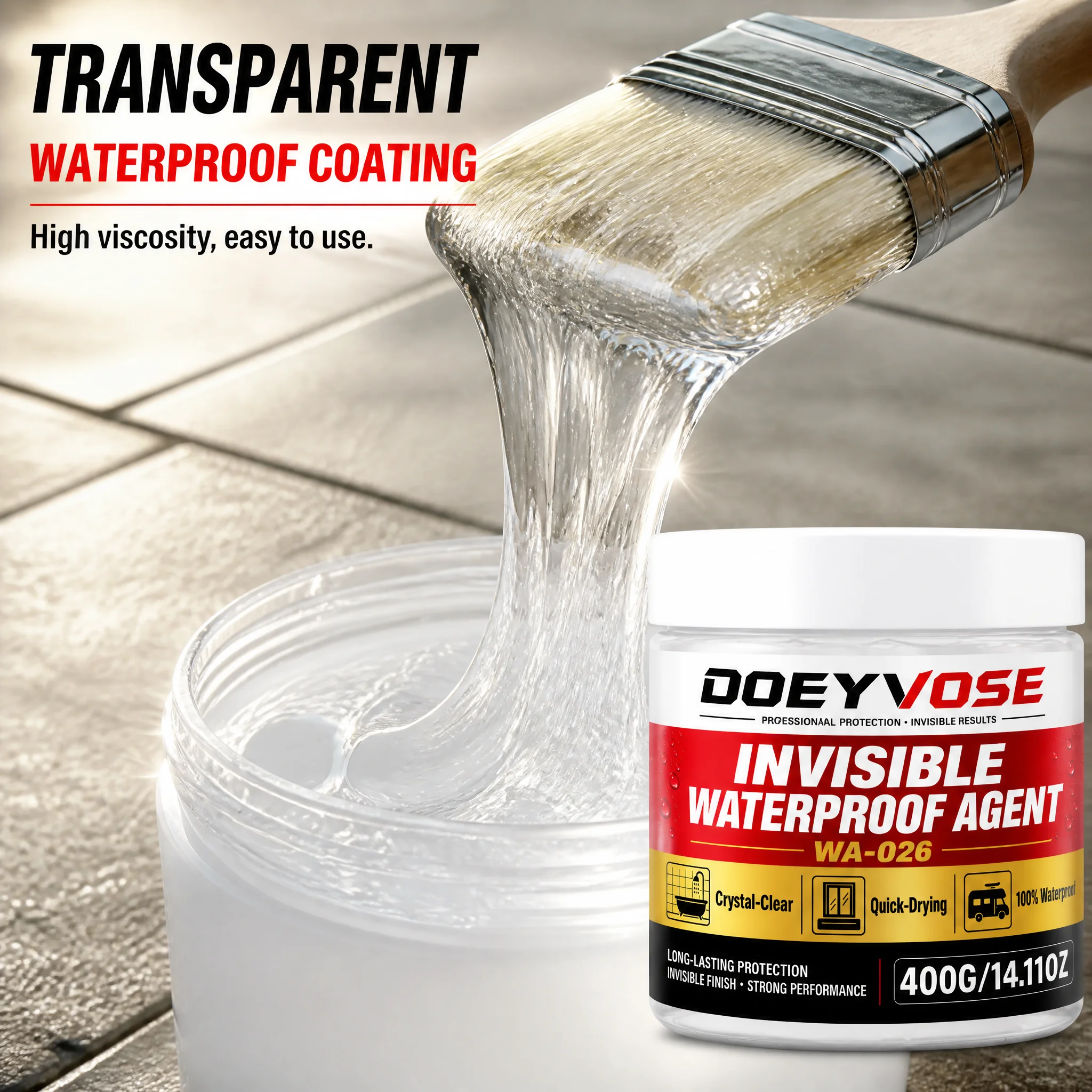 400g Weather Resistant Invisible Waterproof Glue, Sealing Paste for Concrete Crack and Tile Gap Repair