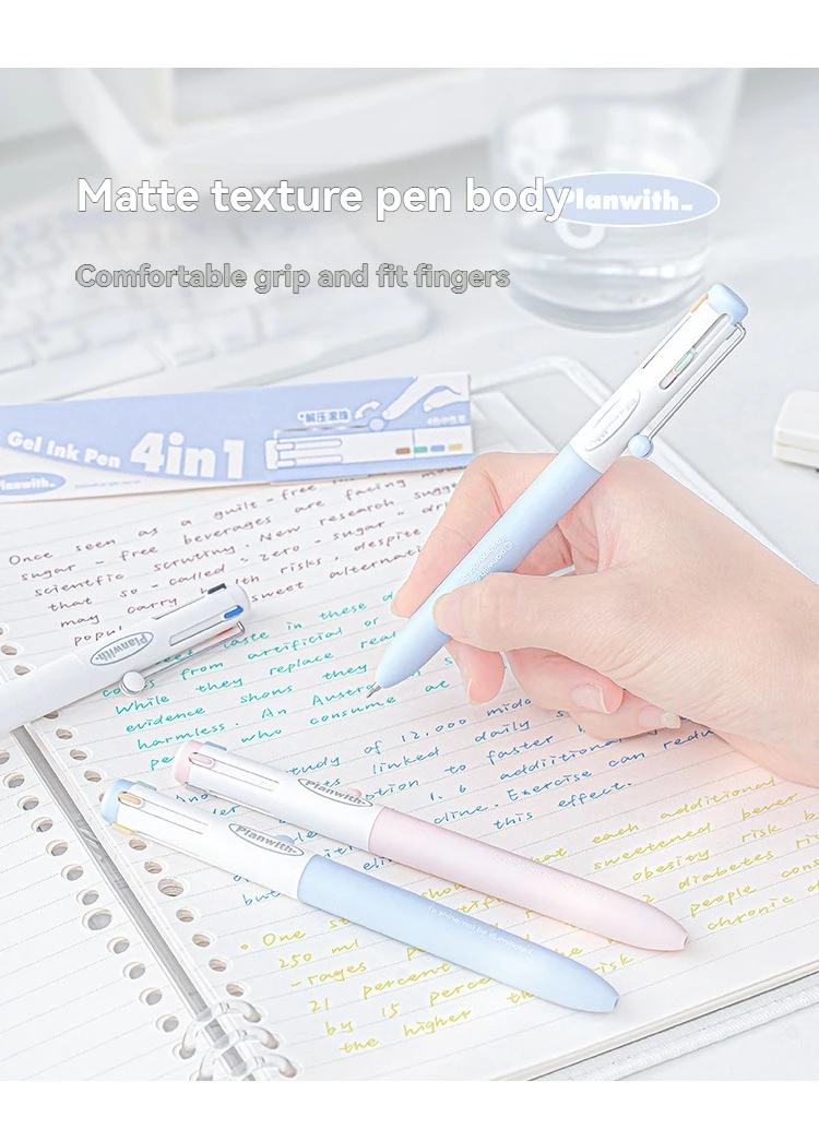 1 x Gelstift, mehrfarbiger Stift mit hohem ästhetischem Wert und mehreren Farben in einem, neutralem Stift, spezieller Markierungsstift für Notizen – Detail 14