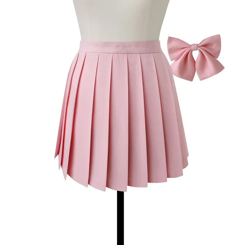 تنورة جديدة بطيات للنساء التنانير الصغيرة للمدرسة اليابانية عالية الخصر Kawaii لطيف رمادي منقوشة تنورة موحدة Harajuku Jupe